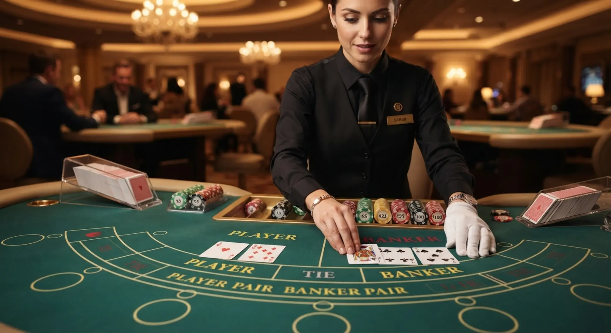 Baccarat osztás Player és Banker lapokkal