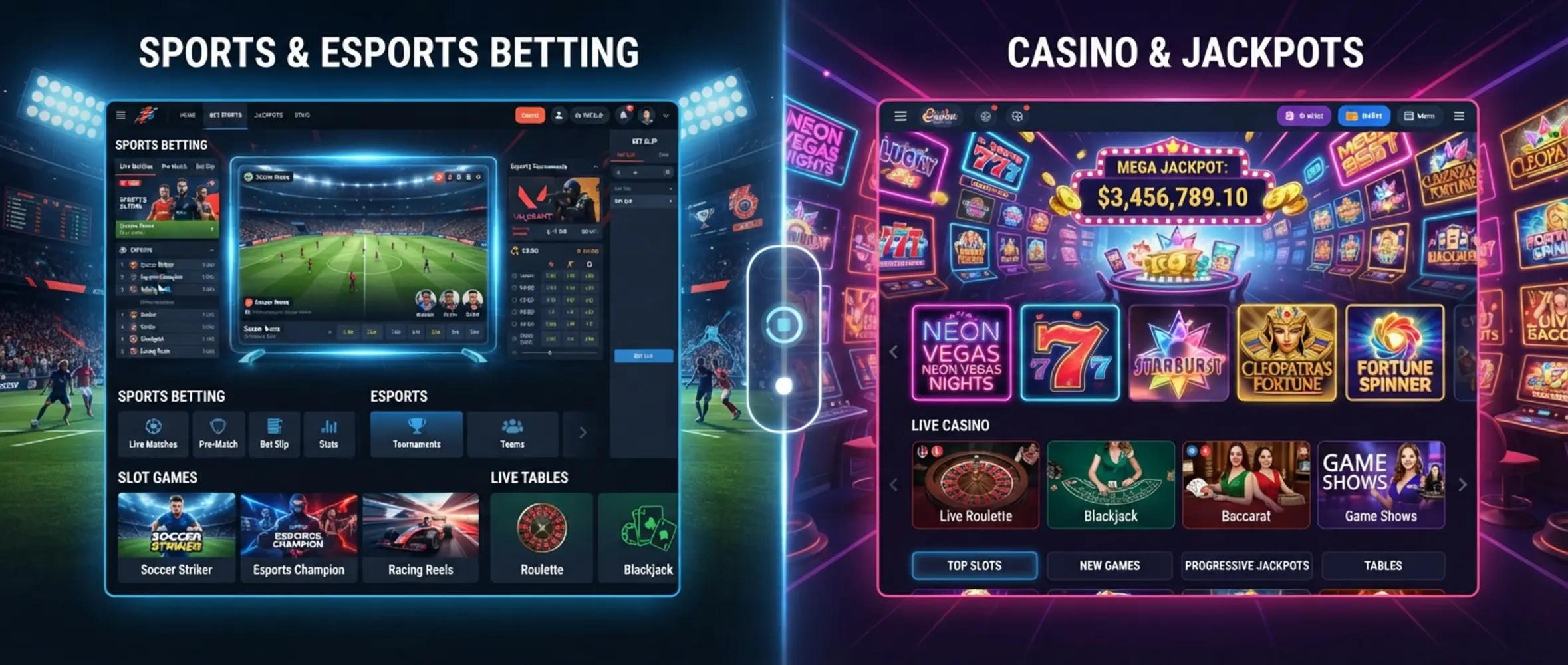 GGbet és Neon54 játékportfólióját szemléltető illusztráció