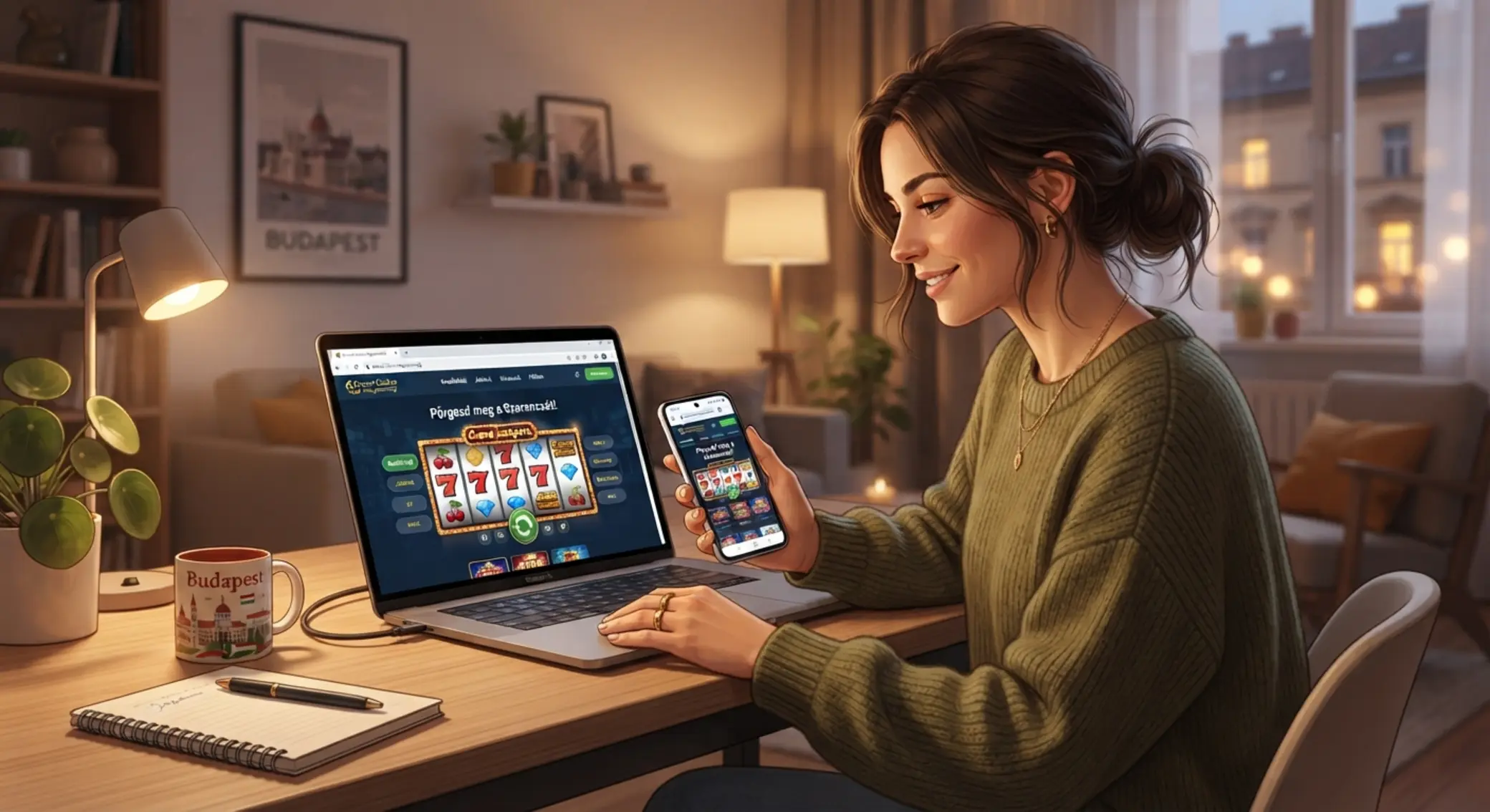 Online kaszinó használata laptopon és mobilon otthoni környezetben