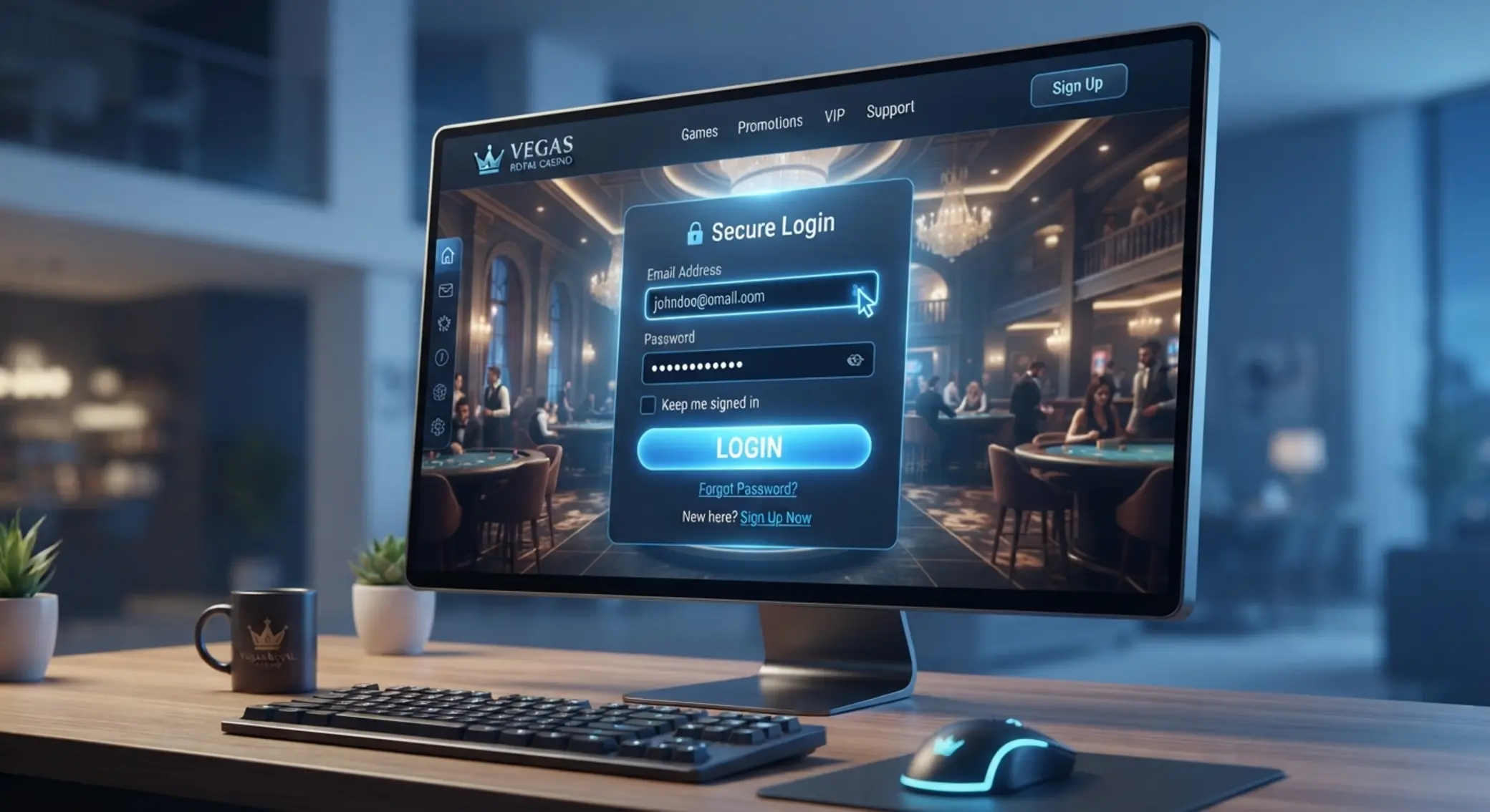 Online kaszinó login asztali nézetben Asztali online kaszinó bejelentkezési felület