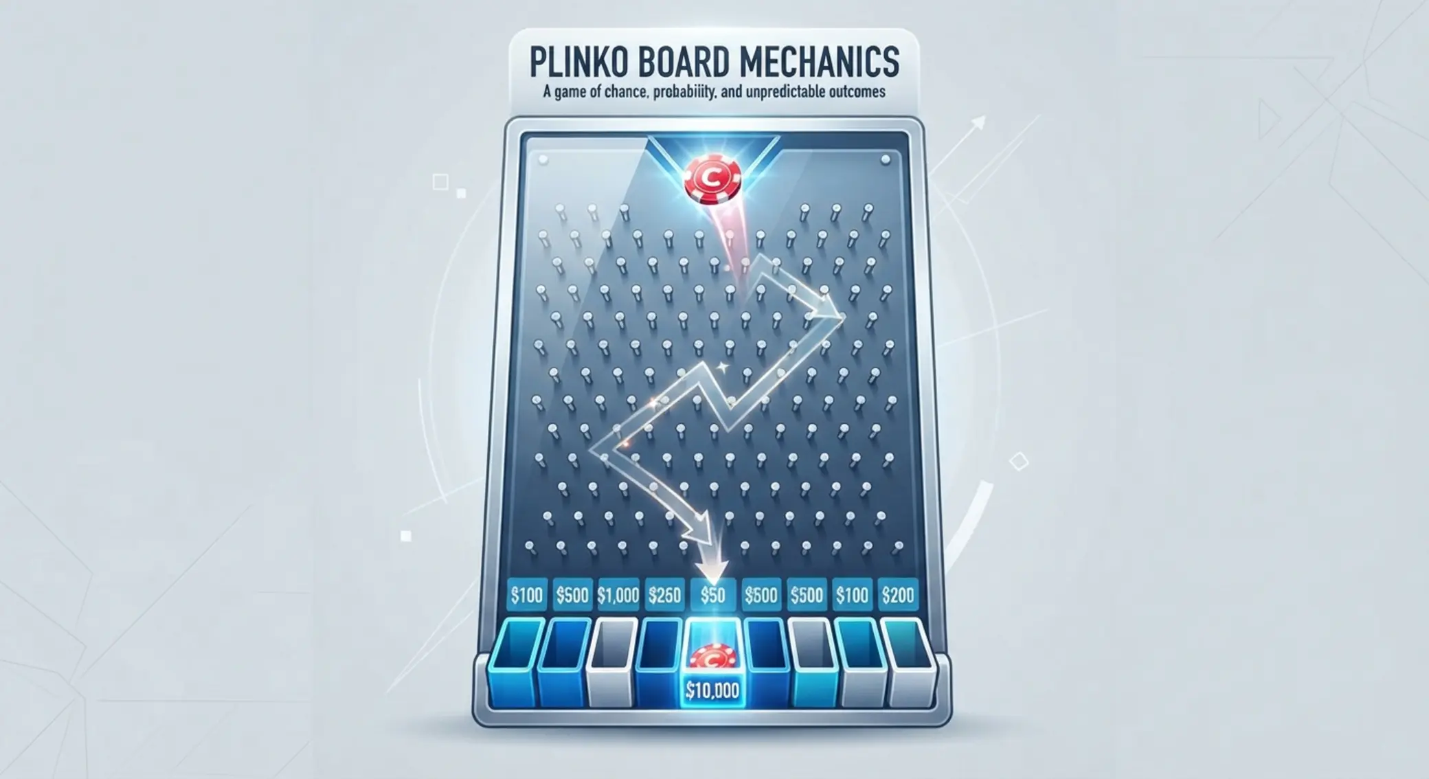 Plinko tábla működését bemutató illusztráció