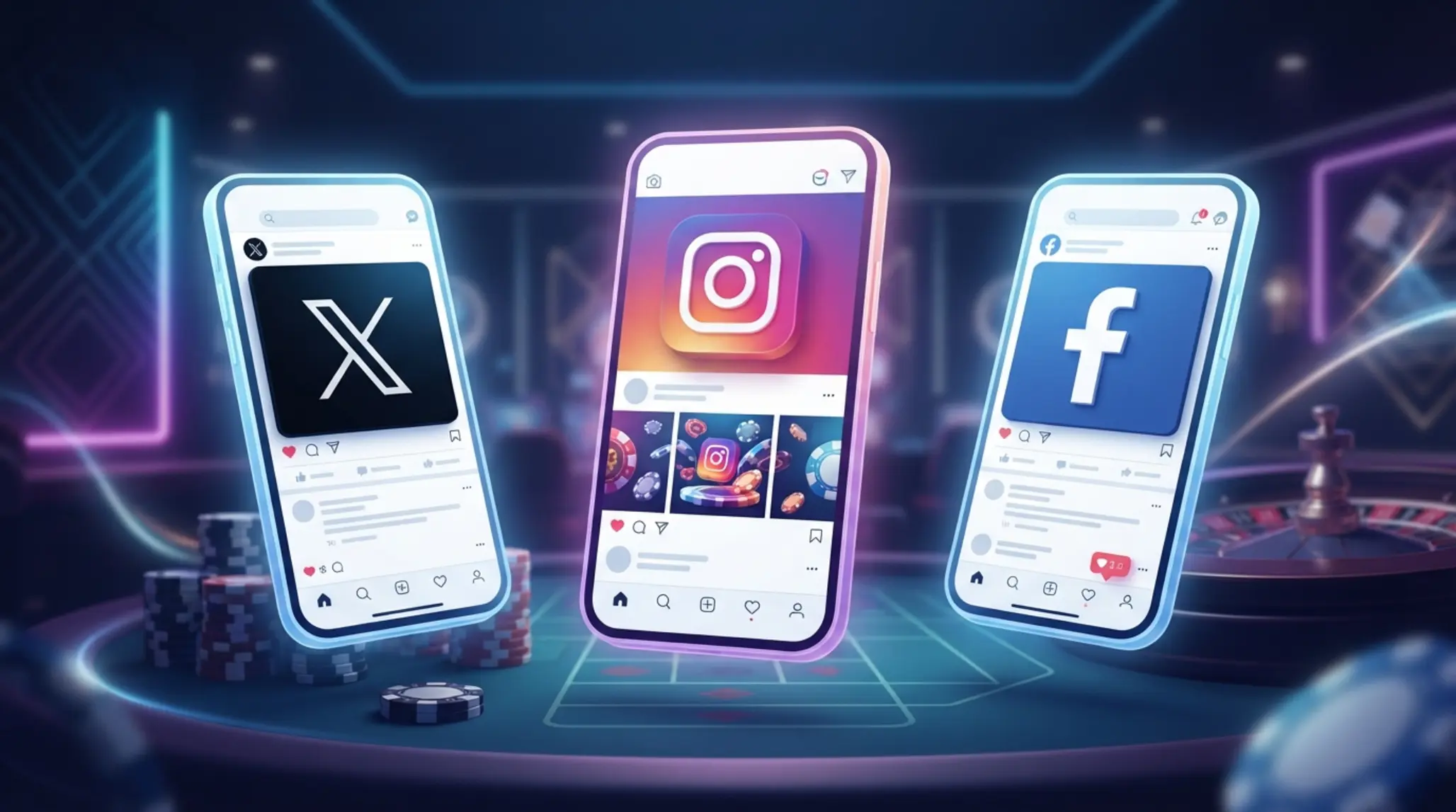 Közösségi média illusztráció iGaming hangulattal